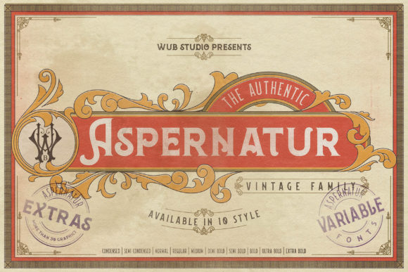 Aspernatur: A Bold Vintage Display Font for Handmade Labels, Invitations & Shop Designs
